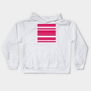 Pink and White striped pattern Kids Hoodie